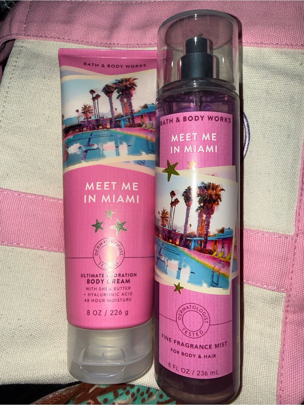 Brand new meet me in Miami body cream and fragrance mist set